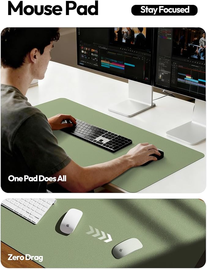 YSAGi Leather Desk Protector, Office Mat, Large Mouse Mat, Non-Slip PU Leather - Image 4
