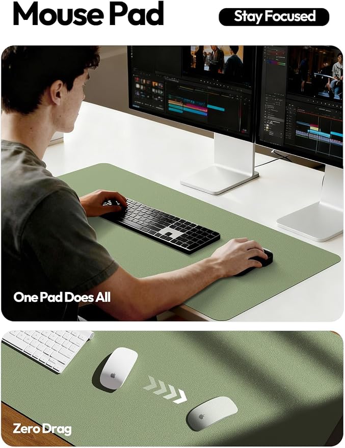 YSAGi Leather Desk Pad Protector, Office Desk Mat, Large Mouse Pad, Non-Slip PU - Image 5