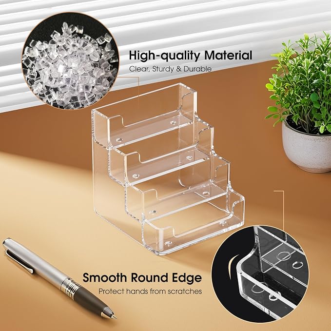 MaxGear Acrylic Business Card Holder, 320 Cards Capacity, 4 Pocket, 2 Pack | - Image 4