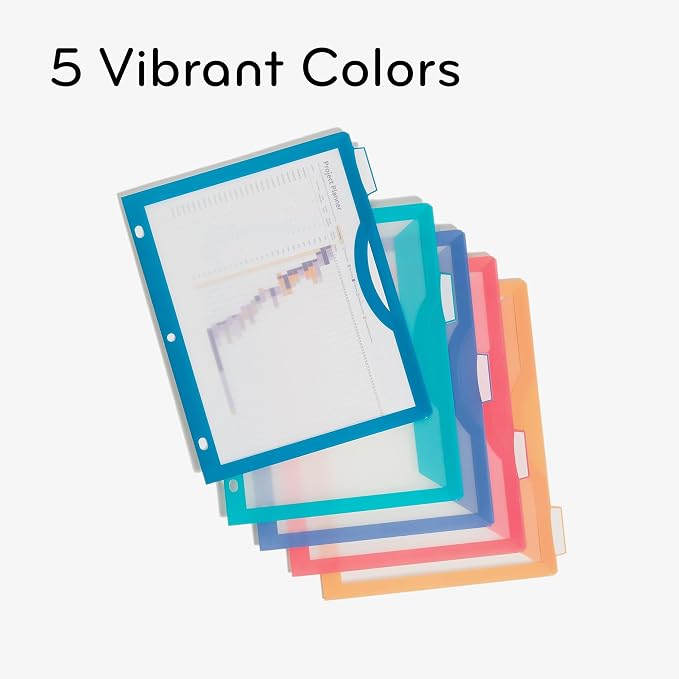 U Brands Poly 5-Tab Three Ring Binder Dividers - Image 4