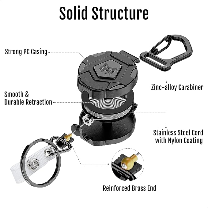 MNGARISTA 2-Pack Retractable Badge Holder, Heavy Duty Carabiner Keychain - Image 5