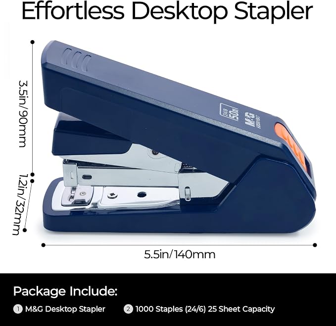 M&G Effortless Stapler 50 Sheet Capacity One-Touch Stapling, Heavy Duty Desktop - Image 5