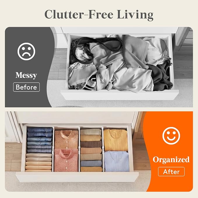 Lifewit 6" Tall 5 Pack Drawer Dividers, 11.5"-18.5" Adjustable Deep Drawer - Image 8