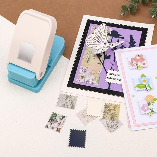 3 Pcs Paper Punch, 1X0.8 inch Rectangular Postage Stamp Punches & 1" Square - Image 6