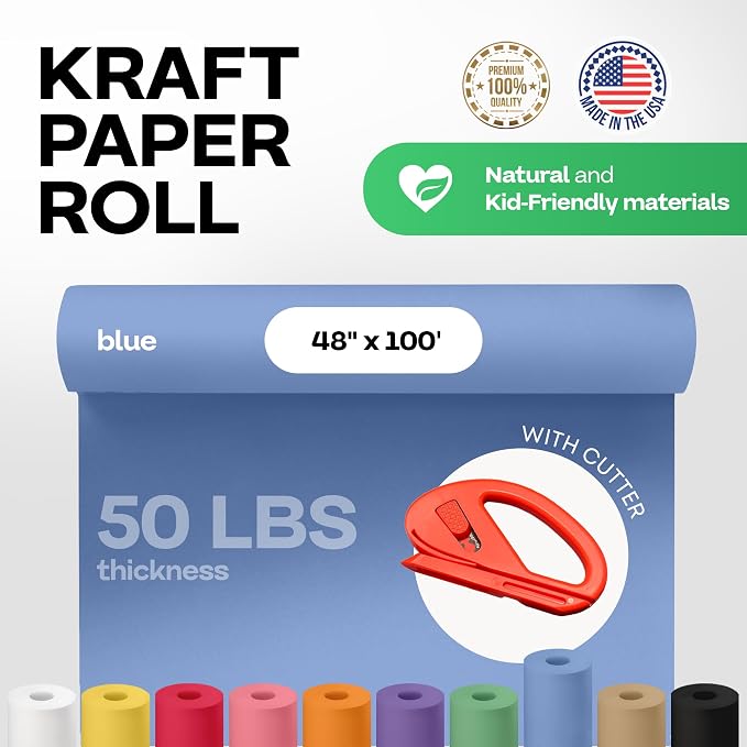 Blue Kraft Paper Roll 48" x 1200" - Image 2