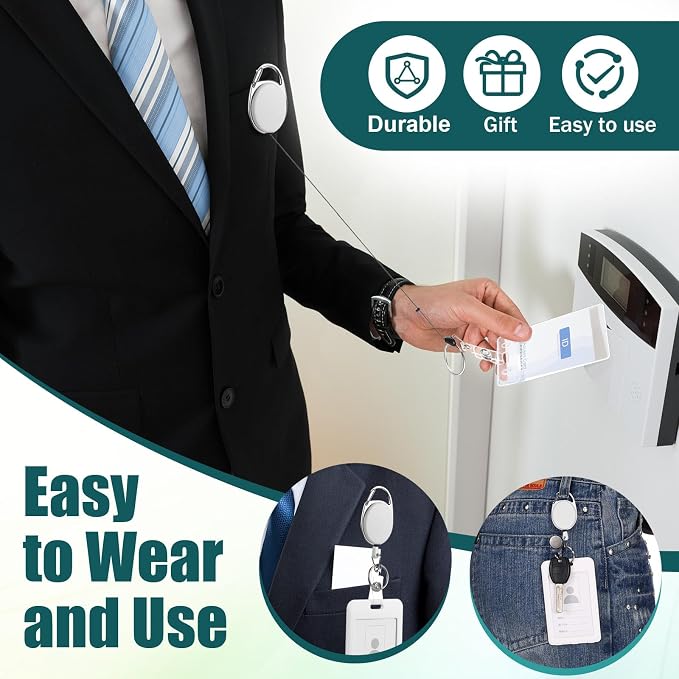 Honoson 50 Pcs Heavy Duty Retractable Badge Reels Batch ID Badge Holder - Image 4