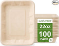 Harvest Pack 22 oz Compostable Food Trays, 8.49" x 6.45" x 1.3" Disposable PFAS by HarvestPackGOURMETSHOWCASE