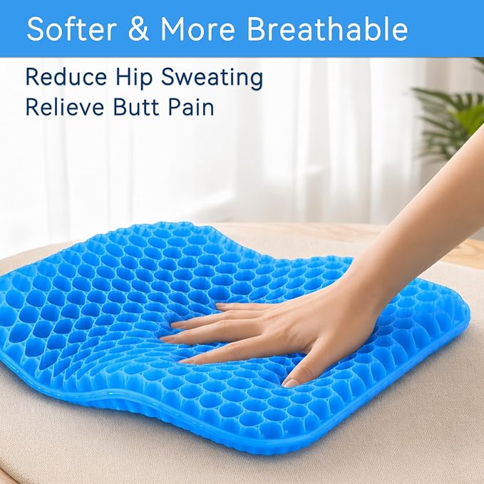 Large Gel Seat Cushion for Long Sitting – 15"x17"x1.8" Thick, Circular Gel Grid - Image 6