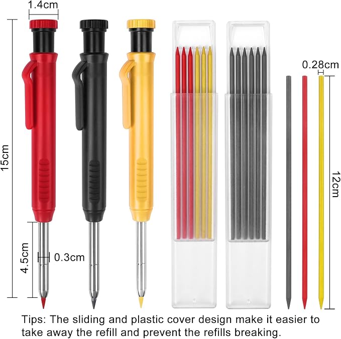 MECHEER 3 Pack Carpenter Pencils Mechanical Pencils - Image 2