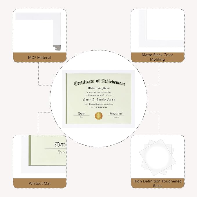 ELSKER&HOME 8.5x11 Picture Frame Certificate Document Frame 6Pack, Display - Image 5