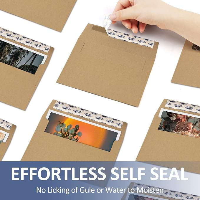 ValBox A4 Photo Envelopes 100 Qty 4 x 6 Brown Kraft Paper Envelopes Self Seal - Image 4