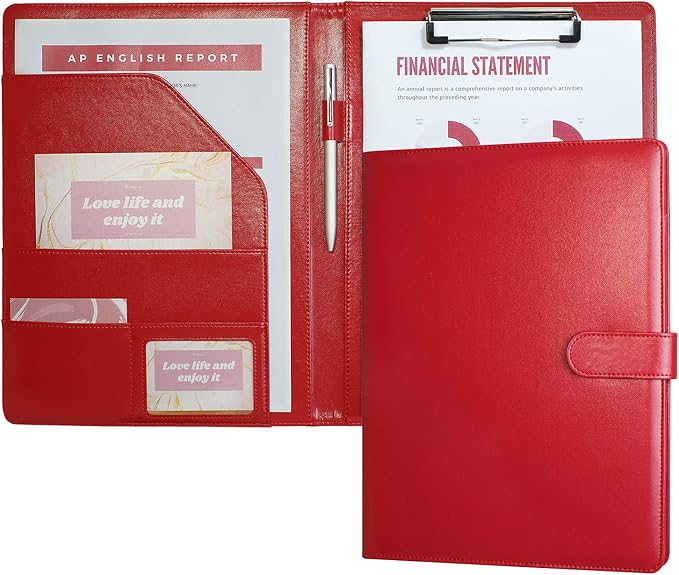 Mymazn Padfolio Clipboard Folder Portfolio, Faux Leather Storage Clipboard by Mymazn
