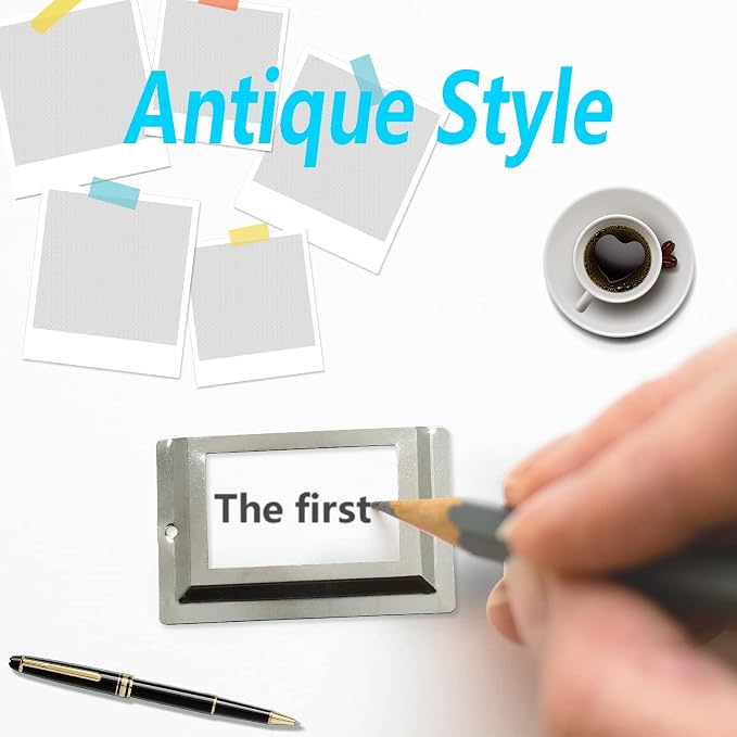 Piutouyar 24Pcs Tag Label Holder Antique Label Holder 80mm x 50mm Metal Name - Image 3