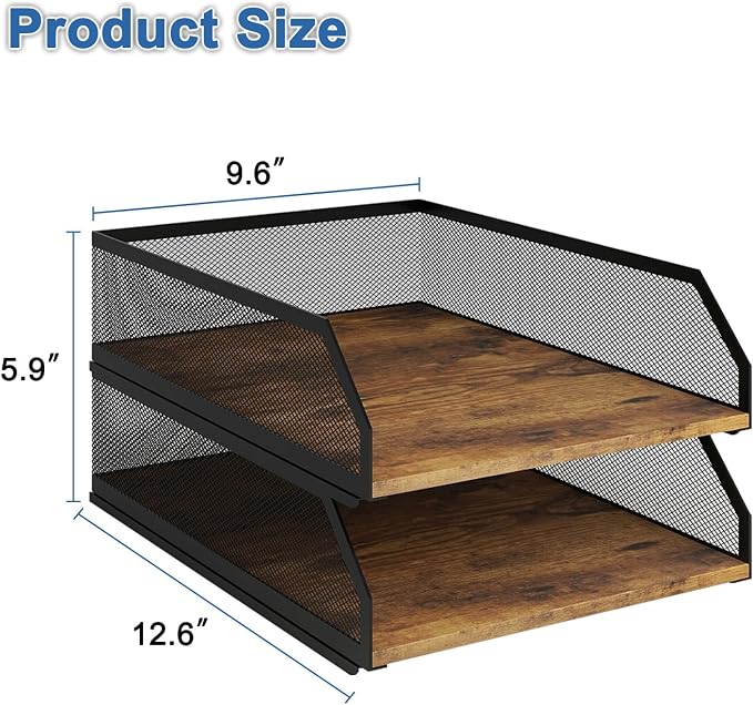Natwind 2-Tier Stackable Metal Mesh Paper Organizer - Image 2