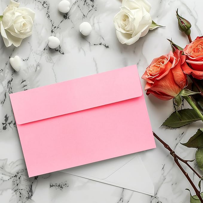 A9 Envelopes Pink 5.75x8.75 Invitation Envelopes Self Seal Pack of 50 Blank - Image 6
