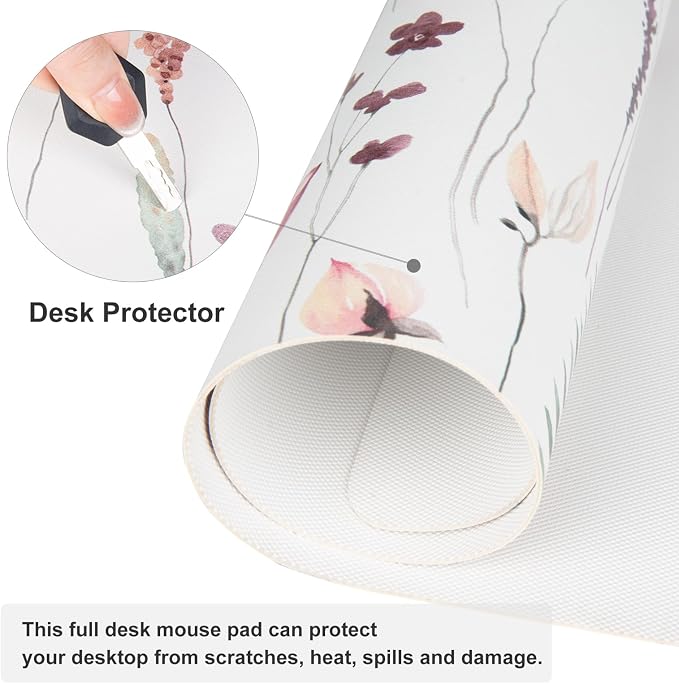 QIYI Large Mouse Pad, Cute Flower Desk Mat - Image 5