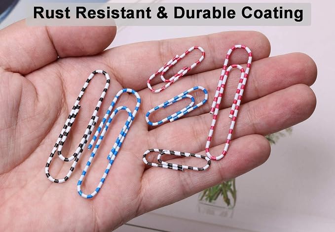 Vinaco Paper Clips Color Stripe, Durable and Rustproof, Vinyl Coated Paperclips - Image 5