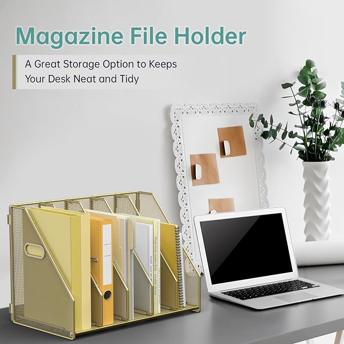 MINDEPOT Desk File Organizer Metal Desk Magazine Folder Holder - Image 2