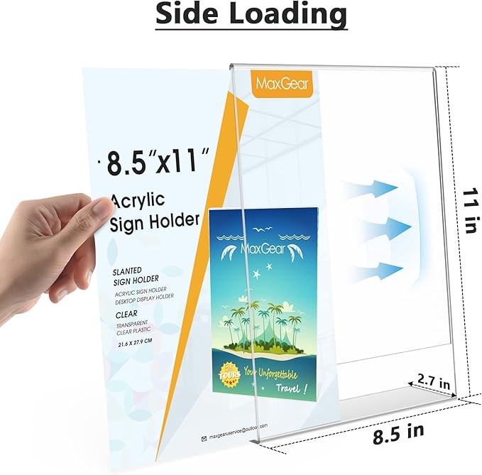 MaxGear Acrylic Sign Holder, 8.5 x 11 L-Shape Plastic Display Stand, 6 Pack | - Image 5