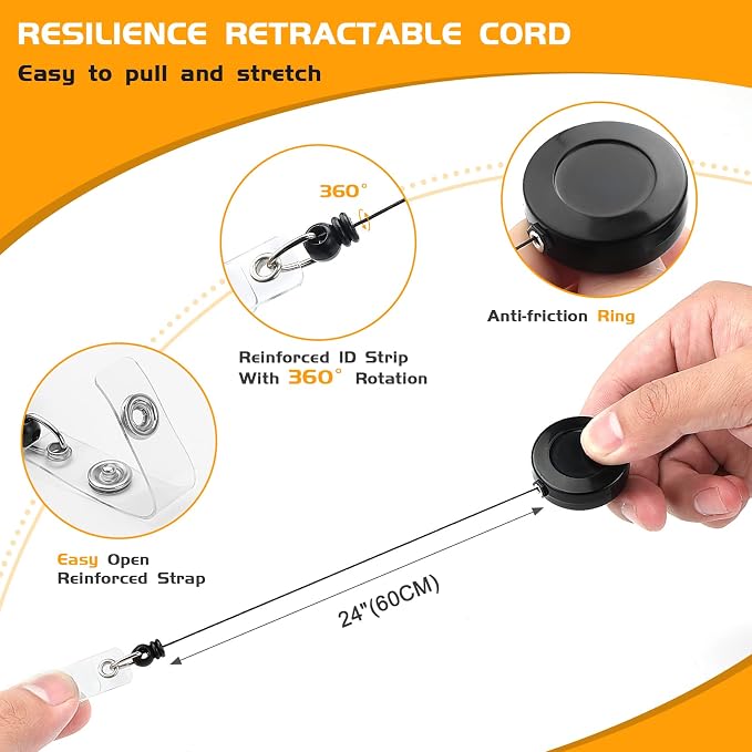 25 Pack Badge Reels Retractable - Image 4