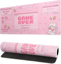 Pink Gaming Mouse Pad 27.6x11.8 Inch Pastel Game Over Large Mousepad Kawaii by Siski