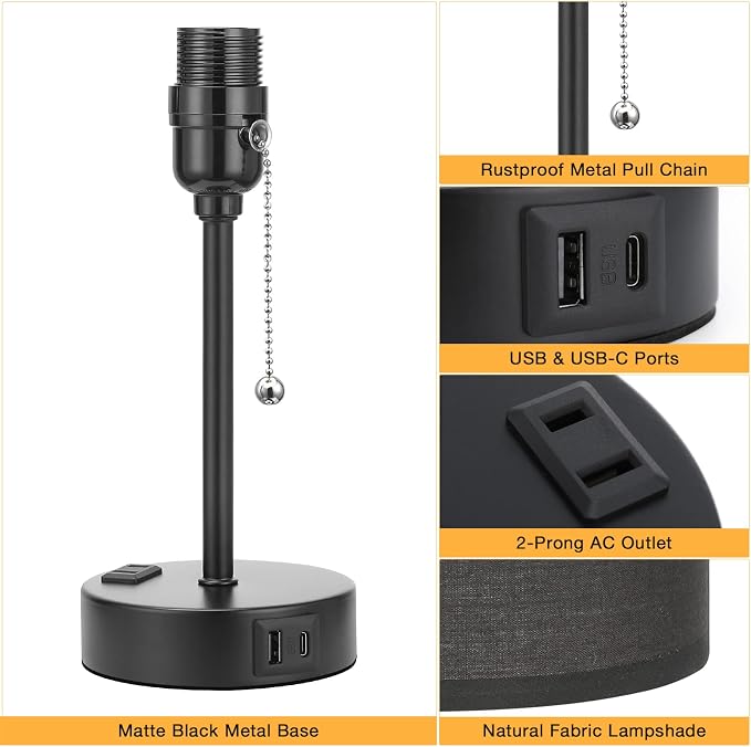 Dicoool Black Bedroom Lamp 3 Color Temperatures - Image 5