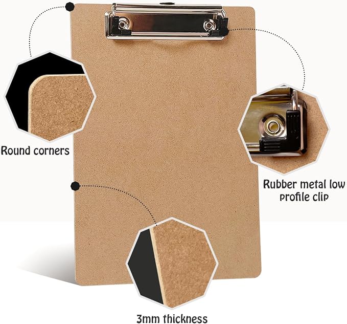 Mini Clipboards, 16 Pack 6" x 9" Small Clipboards Bulk, Wooden Memo Mini Clip - Image 2