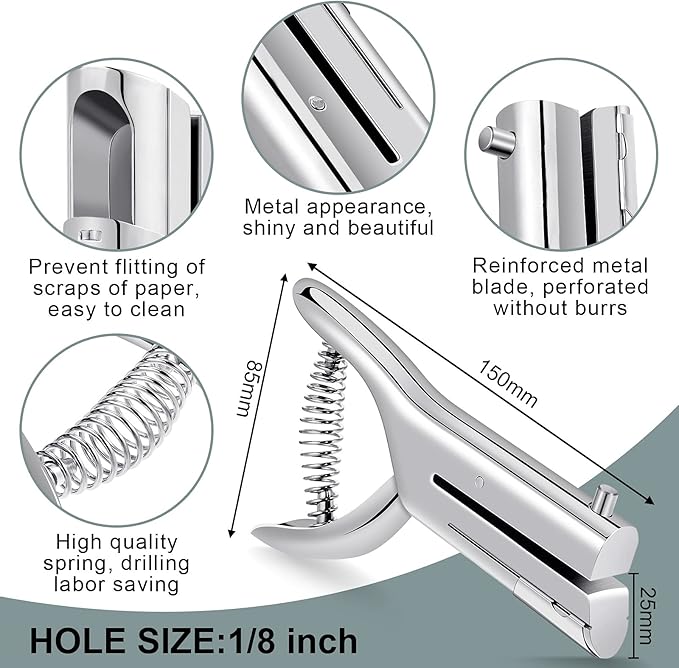 Chumia 1 Pcs Heavy Duty Hole Punch 2" Long Reach 1/8 Inch Paper Single One Hole - Image 2