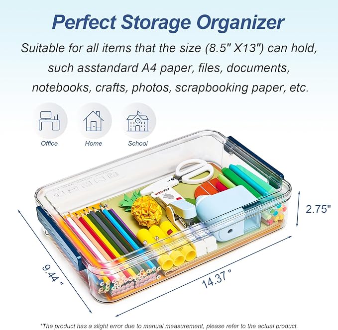CATOOMUU 16-Pack 9x13 Shallow Flat Clear Plastic Storage Boxes | 5.5Qt - Image 2