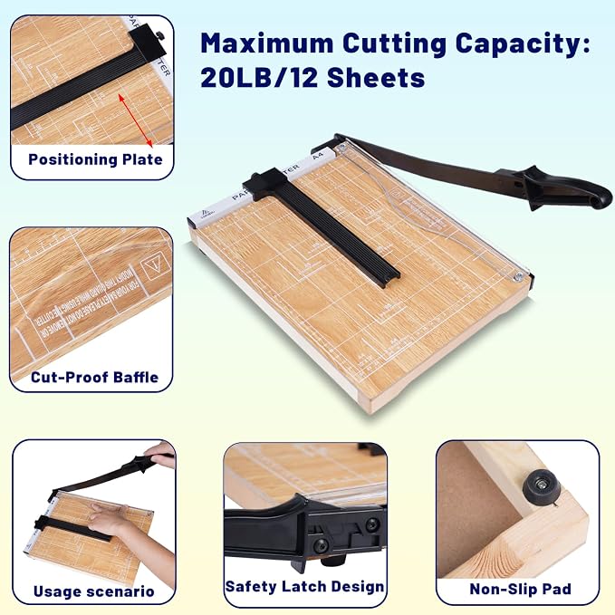 Paper Trimmer Cutter for Office and Crafts, Heavy-Duty, Portable Paper Slicer - Image 6