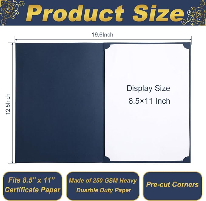 Fainne 120 Pack Certificate Holders Bulk, Diploma Covers Gold Foil Border - Image 2