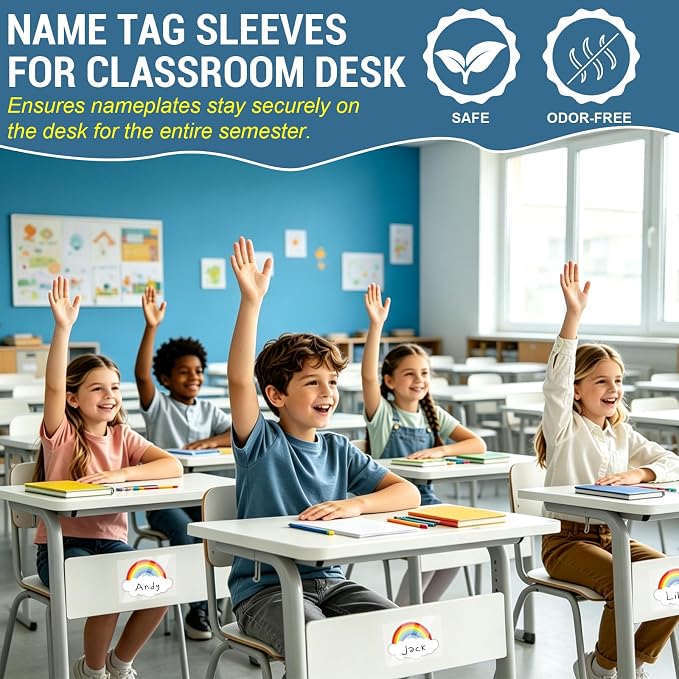 40 PCS Nameplate Pocket, 5.9" x 4.7" Adhesive Desk Nameplates Name Tag Pocket - Image 5