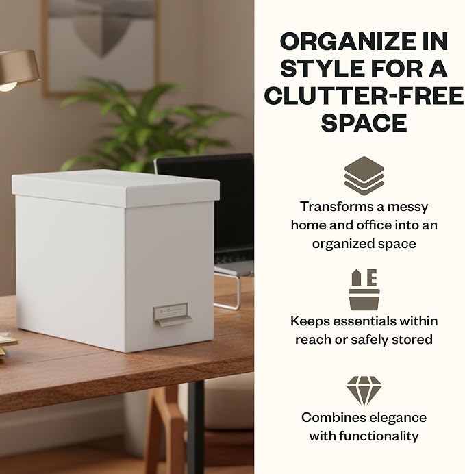 Bigso John Fiberboard Label Frame Desktop File Storage Box - Image 3
