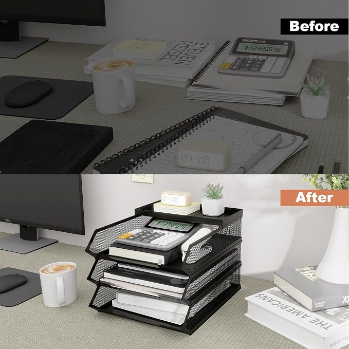 Natwind 3-Tier Stackable Metal Mesh Paper Organizer - Image 7