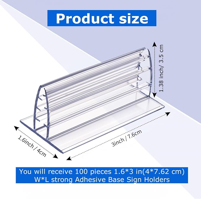 Fulmoon 100 Pcs Sign Holder, Adhesive Base Sign Holders Multiple Uses - Image 2