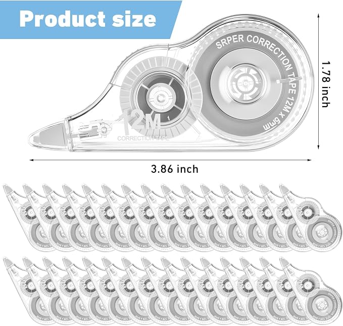 AmazingSpark 30 Pcs Correction Tape Bulk 39.4 ft White Wrong out Tear-resistant - Image 2