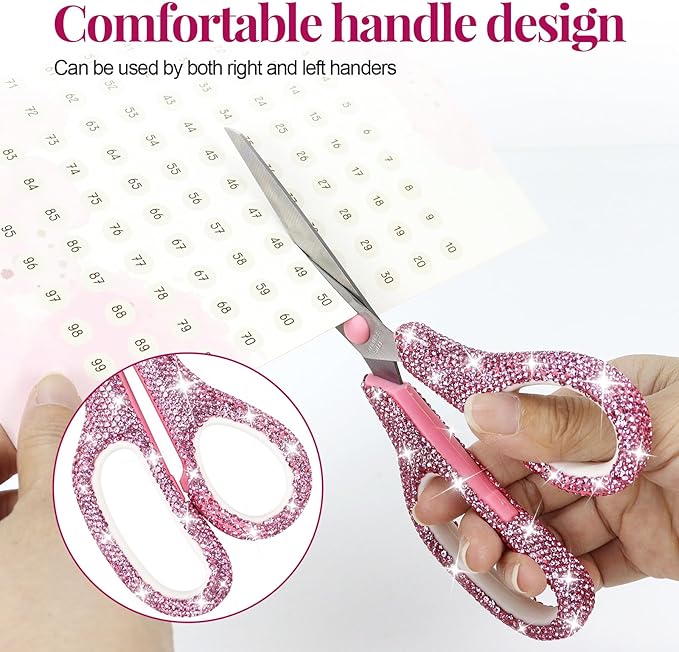 Koqye 7.8-Inch Pink Rhinestone Scissors - Image 5