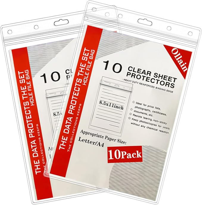 Ollain 10 PCS Job Ticket Holders Waterproof Resealable Zip Dry Erase Document by Ollain