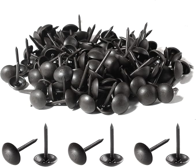 Piutouyar 200 Pcs Black Upholstery Tacks Antique Metal Thumb Tacks Round Head by Piutouyar