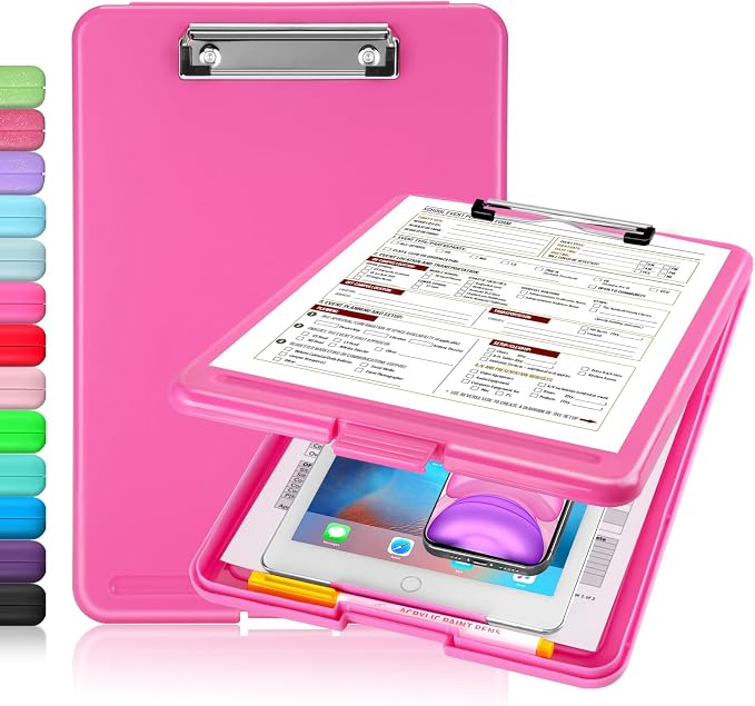 Sooez Clipboard with Storage, Plastic Storage Clipboards with Low Profile Clip by Sooez
