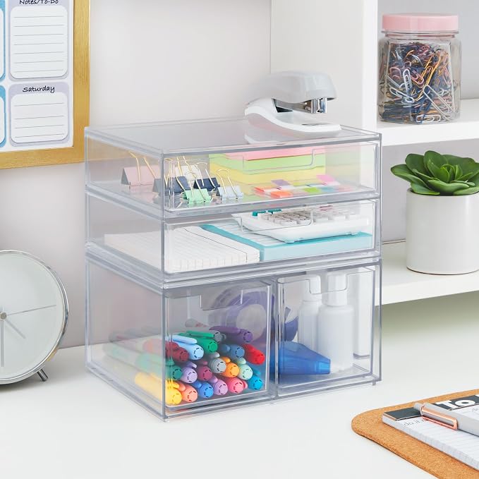 STORi Stackable Desk Organizer Drawers, 4 Multi-size Drawers - Image 6