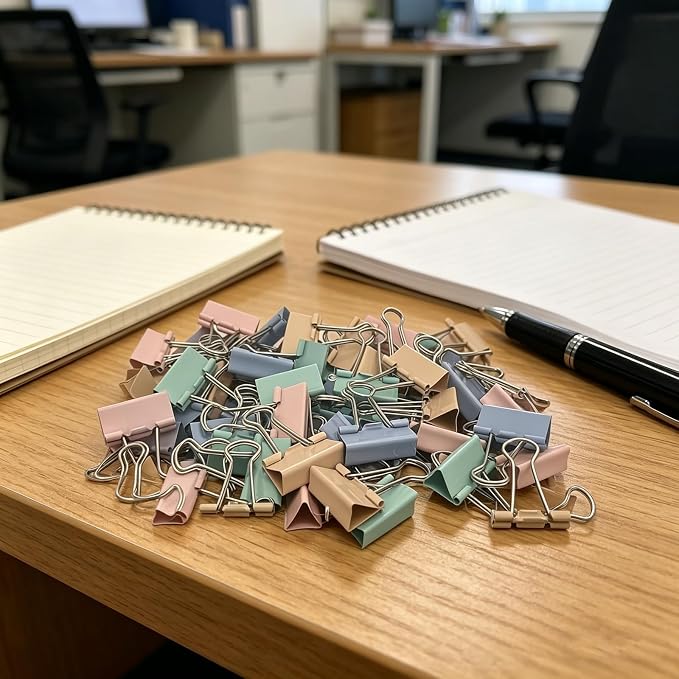 1.25 Inch/32mm Medium Size Colored Binder Clips, Paper Clamps - Image 5
