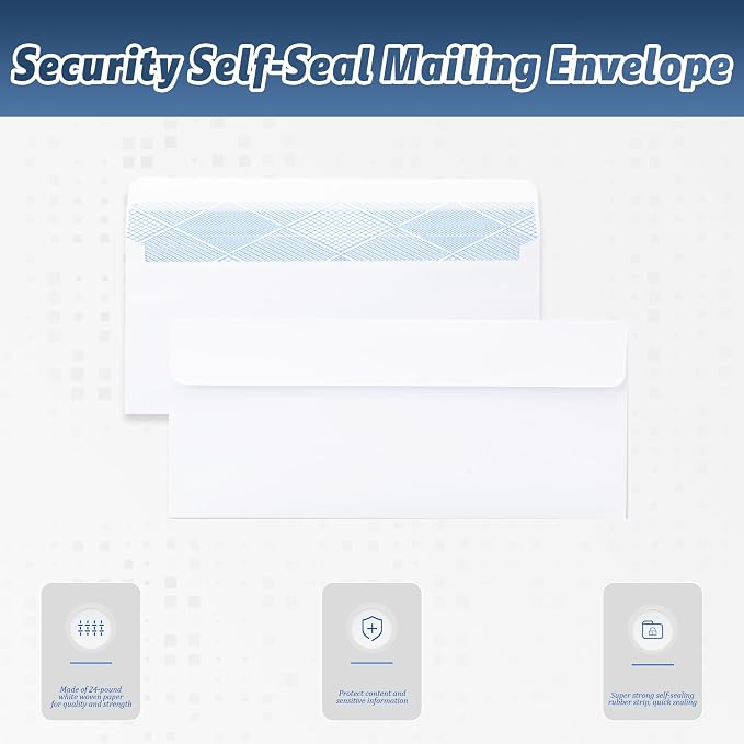 Yeplan 60PCS #10 Envelopes Letter Size Self Seal Business Envelopes No Window - Image 4