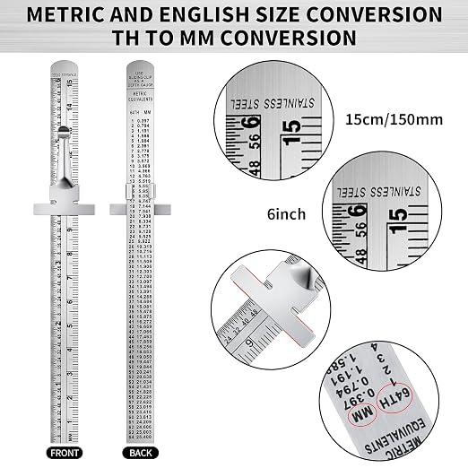 6 Pieces 6 Inch 15 cm Pocket Ruler Flexible Precision Stainless Steel Ruler - Image 2