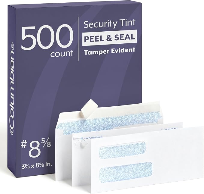 Columbian #8-5/8 Security Envelopes, Double Window Self Seal Envelopes by TOPSProducts