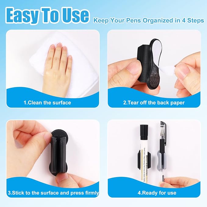 BOBOKA 10 Pack Upgraded Pencil Holder, Adhesive Pen Holder - Image 7