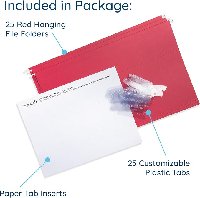 25 Blue Summit Supplies Legal Size Hanging File Folders - Image 3