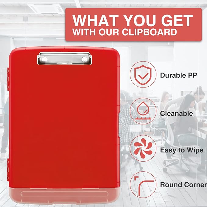 Sooez Clipboard with Storage, Clip Board 8.5 x 11 with Pen Holder, Plastic - Image 4