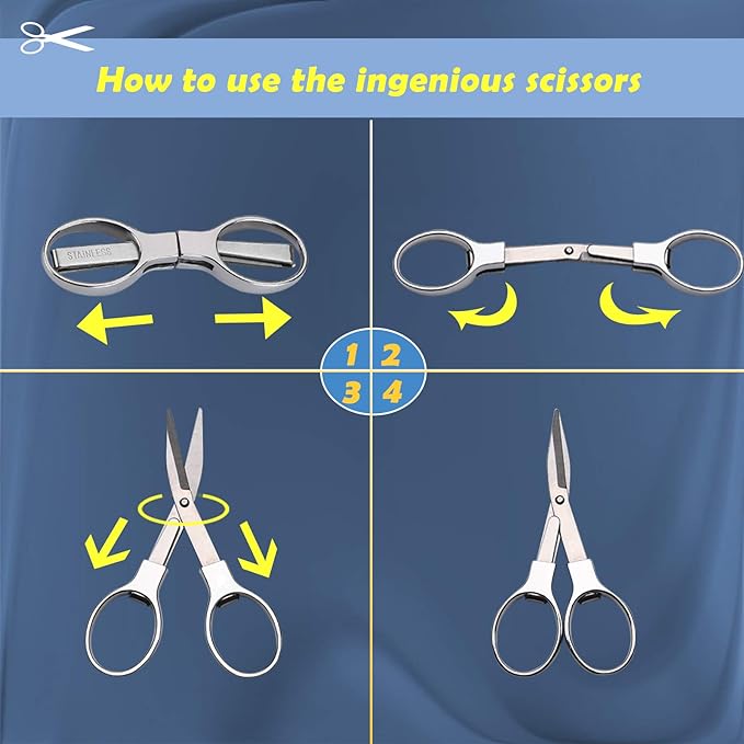 2Pcs Folding Scissors, Portable Stainless Steel Telescopic Cutter, Safety - Image 4