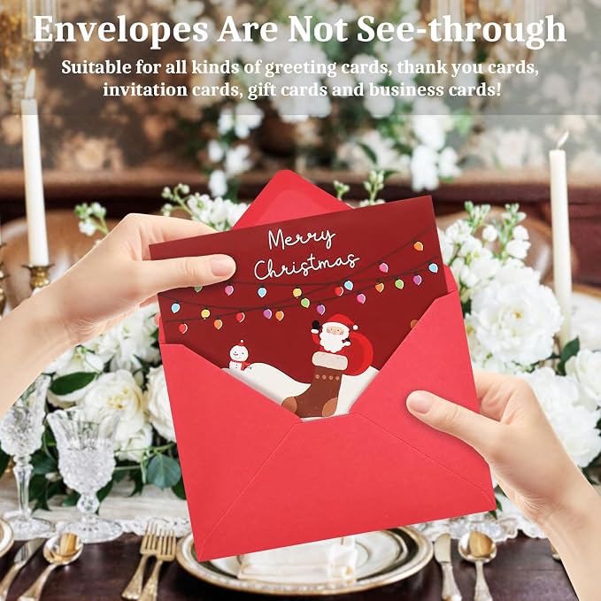 100 Pack Christmas A7 Envelopes, 5.24 x 7.24 in Envelopes - Image 5